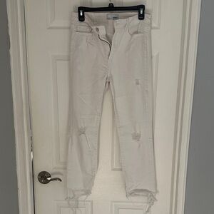 White distressed Ankle Jeans